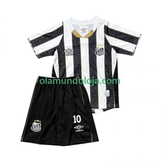 Camisola Santos FC Neymar JR 10 Criança Equipamento Segundo 2025-2026 Manga Curta